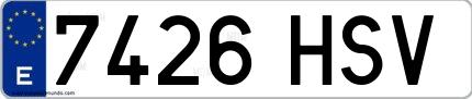 Ejemplo de matrícula española 7426 HSV