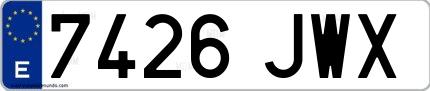 Ejemplo de matrícula española 7426 JWX