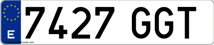 Ejemplo de matrícula de coche ordinaria 7427 GGT