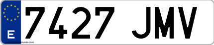 Ejemplo de matrícula de coche ordinaria 7427 JMV