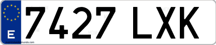 Ejemplo de matrícula de coche ordinaria 7427 LXK