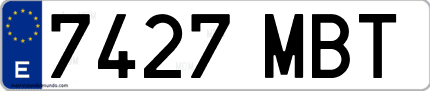 Ejemplo de matrícula de coche ordinaria 7427 MBT
