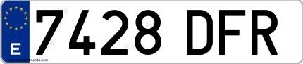 Ejemplo de matrícula española 7428 DFR
