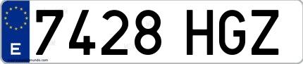 Ejemplo de matrícula española 7428 HGZ