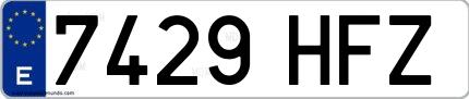 Ejemplo de matrícula española 7429 HFZ