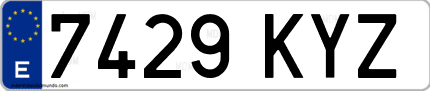 Ejemplo de matrícula de coche ordinaria 7429 KYZ