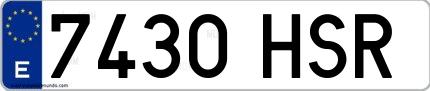 Ejemplo de matrícula española 7430 HSR