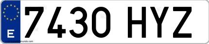 Ejemplo de matrícula española 7430 HYZ