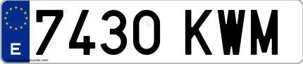 Ejemplo de matrícula española 7430 KWM