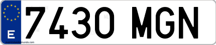 Ejemplo de matrícula de coche ordinaria 7430 MGN