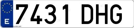 Ejemplo de matrícula española 7431 DHG
