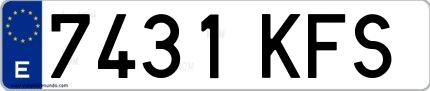 Ejemplo de matrícula española 7431 KFS