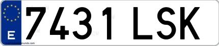 Ejemplo de matrícula española 7431 LSK