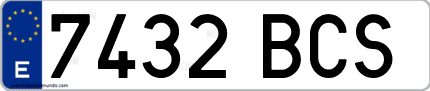 Ejemplo de matrícula de coche ordinaria 7432 BCS