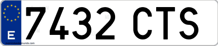 Ejemplo de matrícula de coche ordinaria 7432 CTS