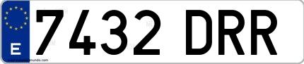 Ejemplo de matrícula española 7432 DRR