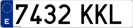 Ejemplo de matrícula de coche ordinaria 7432 KKL