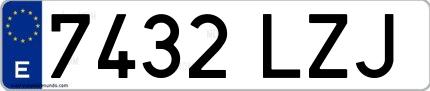 Ejemplo de matrícula española 7432 LZJ