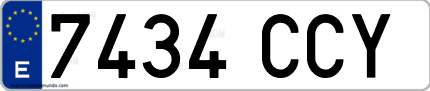 Ejemplo de matrícula de coche ordinaria 7434 CCY