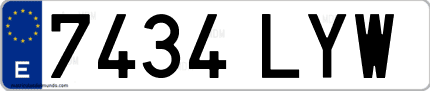 Ejemplo de matrícula de coche ordinaria 7434 LYW