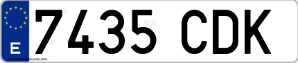Ejemplo de matrícula de coche ordinaria 7435 CDK