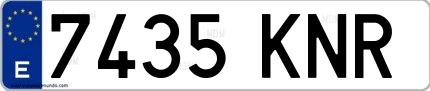 Ejemplo de matrícula española 7435 KNR
