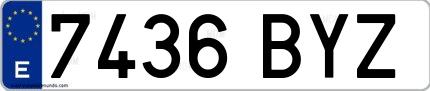 Ejemplo de matrícula española 7436 BYZ
