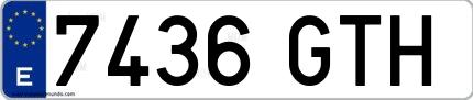 Ejemplo de matrícula española 7436 GTH