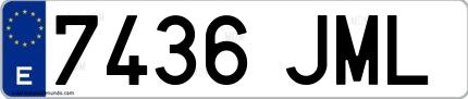 Ejemplo de matrícula española 7436 JML