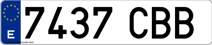 Ejemplo de matrícula de coche ordinaria 7437 CBB
