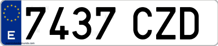 Ejemplo de matrícula de coche ordinaria 7437 CZD