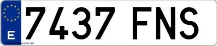 Ejemplo de matrícula española 7437 FNS
