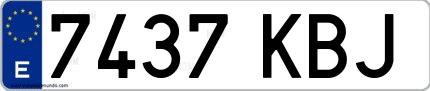 Ejemplo de matrícula española 7437 KBJ