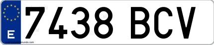 Ejemplo de matrícula española 7438 BCV