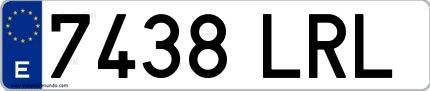 Ejemplo de matrícula española 7438 LRL