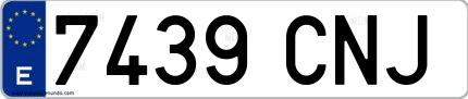 Ejemplo de matrícula española 7439 CNJ