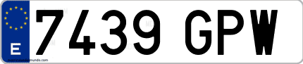 Ejemplo de matrícula de coche ordinaria 7439 GPW