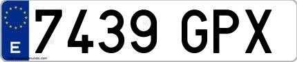 Ejemplo de matrícula española 7439 GPX