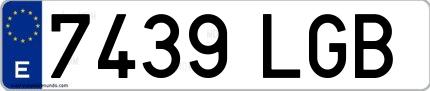 Ejemplo de matrícula española 7439 LGB