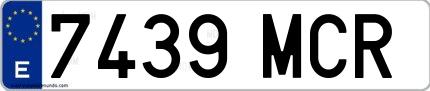 Ejemplo de matrícula española 7439 MCR