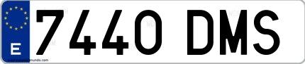Ejemplo de matrícula española 7440 DMS