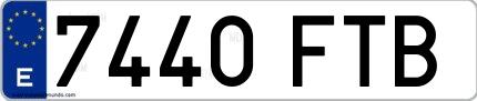 Ejemplo de matrícula española 7440 FTB