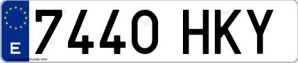 Ejemplo de matrícula española 7440 HKY