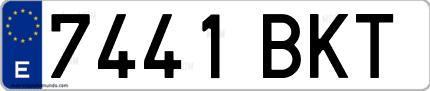 Ejemplo de matrícula de coche ordinaria 7441 BKT