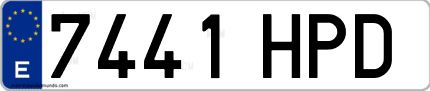 Ejemplo de matrícula de coche ordinaria 7441 HPD