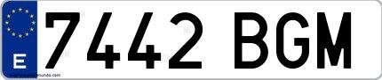Ejemplo de matrícula española 7442 BGM
