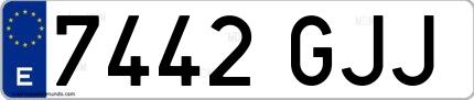 Ejemplo de matrícula española 7442 GJJ