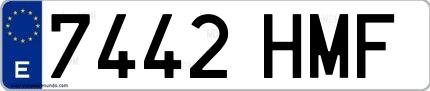 Ejemplo de matrícula española 7442 HMF