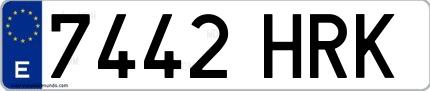 Ejemplo de matrícula española 7442 HRK