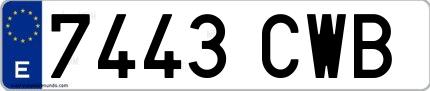 Ejemplo de matrícula española 7443 CWB